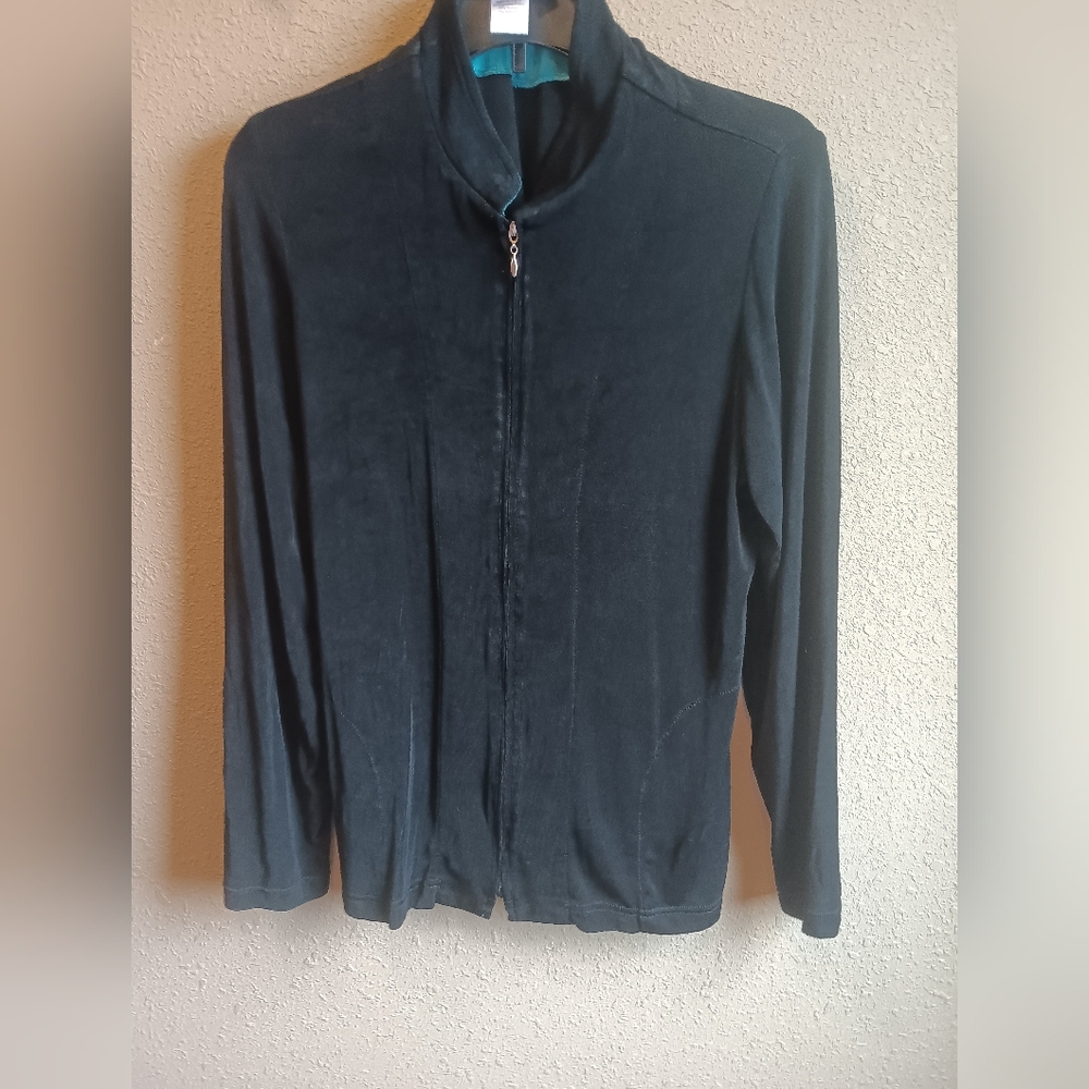 Coldwater Creek Size M Black Jacket with Teal Details